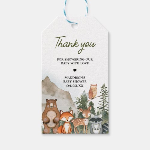 Adventure Awaits Woodland Baby Shower Favor Tags
