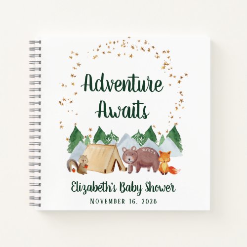 Adventure Awaits Woodland Baby Shower Guest Book