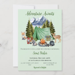 Adventure Awaits Woodland Baby Shower Invitation