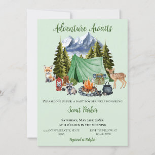 Adventure Awaits Woodland Baby Shower Invitation