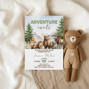 Adventure Awaits Woodland Baby Shower Invite