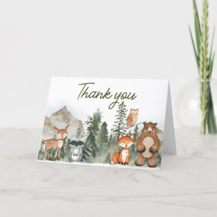 Adventure Awaits Woodland Baby Shower Letterpress Thank You Card