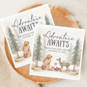 Adventure Awaits Woodland Baby Shower Napkins