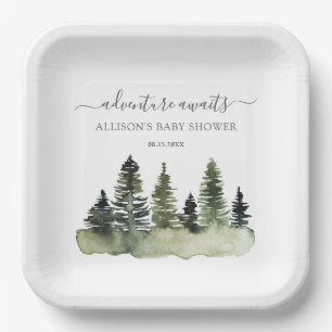 Adventure Awaits Woodland Baby Shower Paper Plates