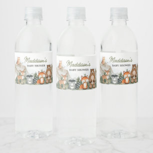 Adventure Awaits Woodland Baby Shower Water Bottle Label
