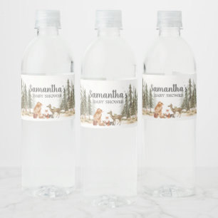Adventure Awaits Woodland Baby Shower Water Bottle Label