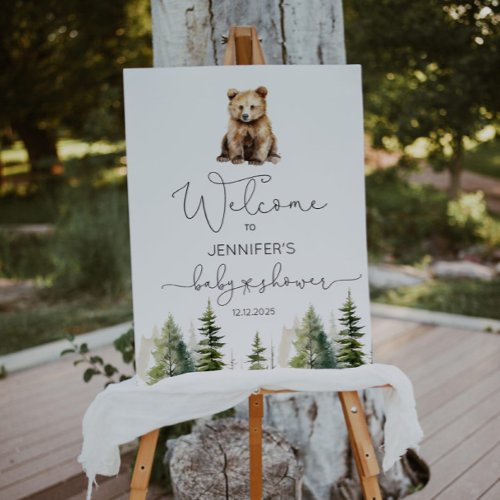 Adventure awaits woodland baby shower welcome foam board