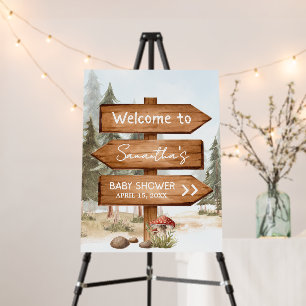 Adventure Awaits Woodland Baby Shower Welcome Sign