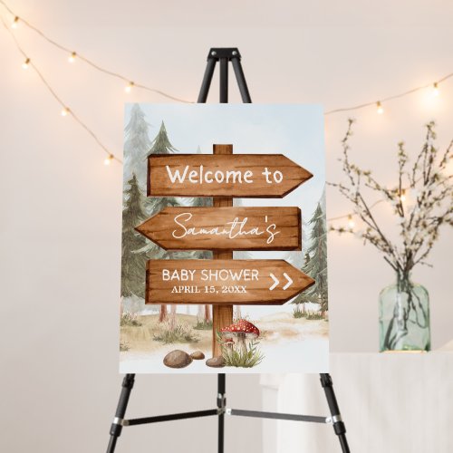 Adventure Awaits Woodland Baby Shower Welcome Sign