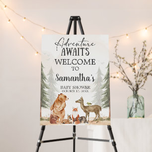 Adventure Awaits Woodland Baby Shower Welcome Sign
