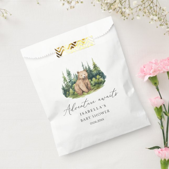 Adventure Awaits Woodland Bear Baby Shower Favor Bag (Sealed)