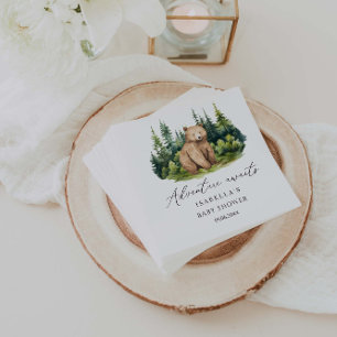Adventure Awaits Woodland Bear Baby Shower Napkins