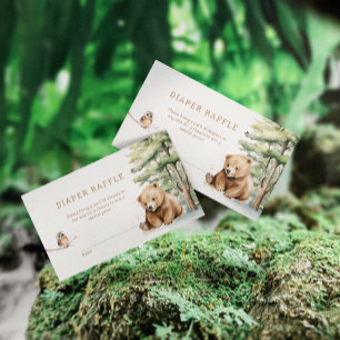 Adventure Awaits Woodland Bear Diaper Raffle Enclosure Card