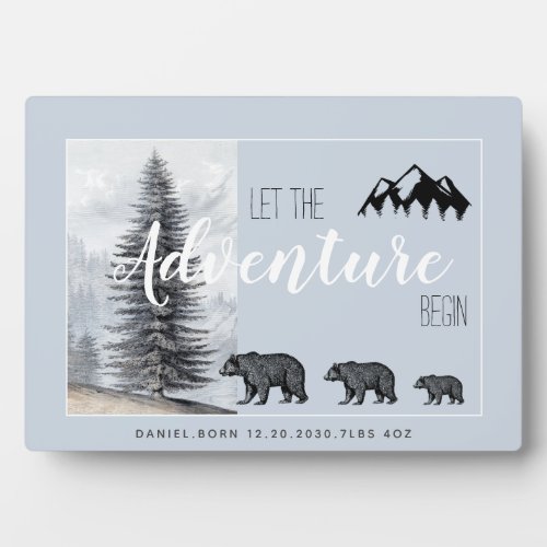 Adventure Awaits Woodland Bear Nursery Plaque