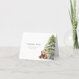 Adventure Awaits Woodland Bear Shipping Letterpress Thank You Card
