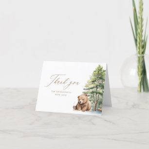 Adventure Awaits Woodland Bear Shipping Letterpress Thank You Card