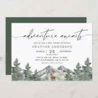 Adventure Awaits Woodland Boy Baby Shower Invitation