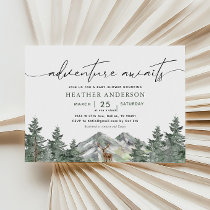 Adventure Awaits Woodland Boy Baby Shower Invitation