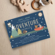 Adventure Awaits Woodland Boy Navy Baby Shower Invitation