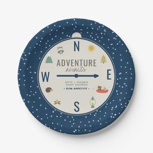 Adventure Awaits Woodland Boy Navy Baby Shower 