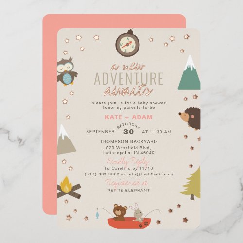 Adventure Awaits Woodland Girl Pink Baby Shower