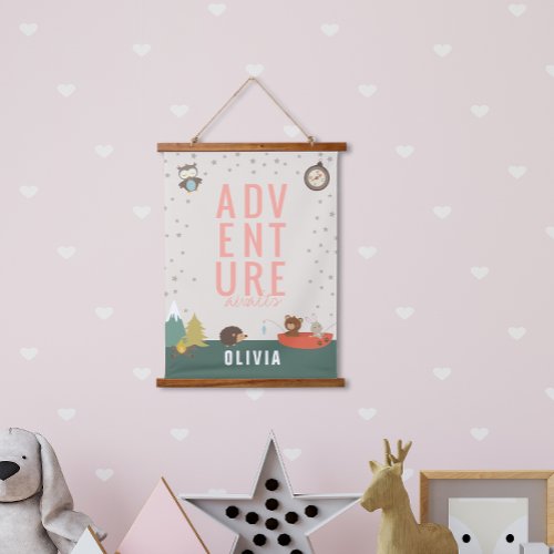 Adventure Awaits Woodland Girl Wall Decor Hanging Tapestry