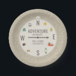 Adventure Awaits Woodland Neutral Baby Shower Paper Plates<br><div class="desc">Complete the look for your adventure baby shower with this unique paper plate. A new adventure awaits is a modern compass design including woodland animals and camping elements in chic colors. Dp you need a piece that is not in the collection? let me know,  I'm happy to help.</div>
