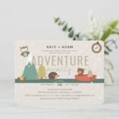 Adventure Awaits Woodland Neutral Taup Baby Shower Invitation (Standing Front)