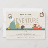 Adventure Awaits Woodland Neutral Taup Baby Shower Invitation (Front)