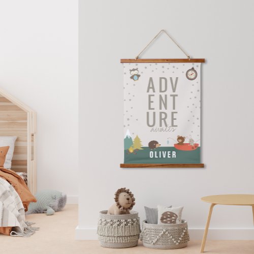 Adventure Awaits Woodland Neutral Wall Decor Hanging Tapestry