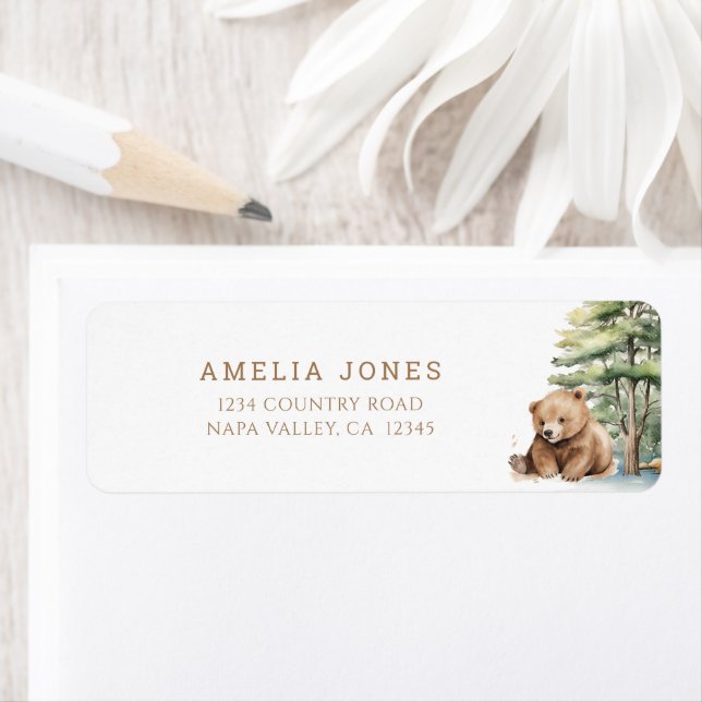 Adventure Awaits Woodland Teddy Bear Address Label (Insitu)