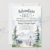 Adventure Awaits Woodsy Mountains Baby Shower Invitation (Front)