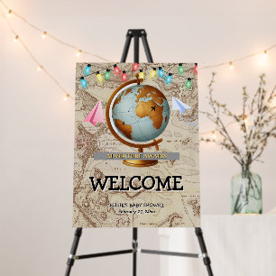 Adventure Awaits World Map Baby Shower Foam Board