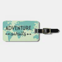 Adventure Awaits World Map Luggage Tag Zazzle