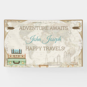 Adventure Awaits World Map Modern Travel Banner