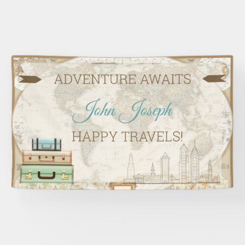 Adventure Awaits World Map Modern Travel Banner