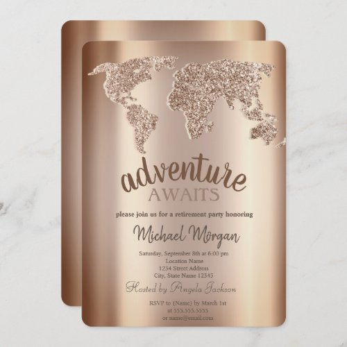 Adventure Awaits World Map Retirement  Invitation