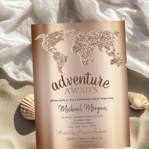 Adventure Awaits World Map Retirement Invitation