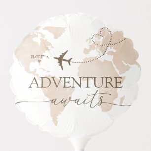 Adventure Awaits World Map Shower Balloon