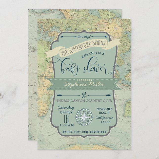 Adventure Baby Boy Shower Invitations (Front/Back)