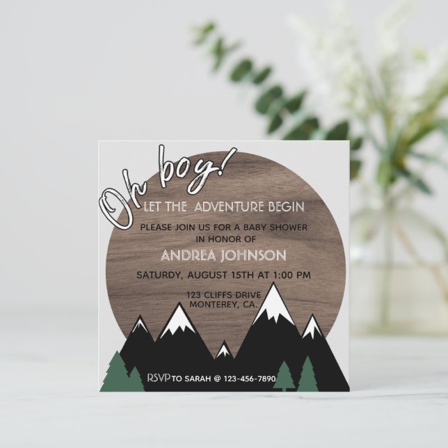 ADVENTURE, BABY SHOWER,BABY BOY,OH BOY Invitation (Standing Front)
