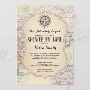 Adventure Baby Shower by Mail Map Travel World Invitation