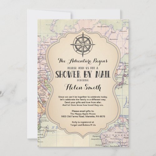 Adventure Baby Shower by Mail Map Travel World Invitation