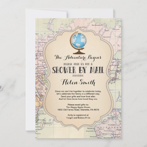 Adventure Baby Shower by Mail Map Travel World Invitation
