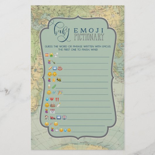 Adventure Baby Shower Game Emoji Emoticons (Front)
