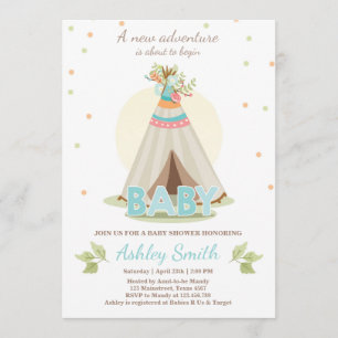 Adventure baby shower invitation Boy Teepee Boho