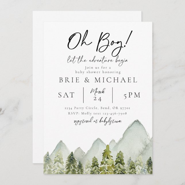 Adventure Baby Shower Invitation | Forest (Front/Back)