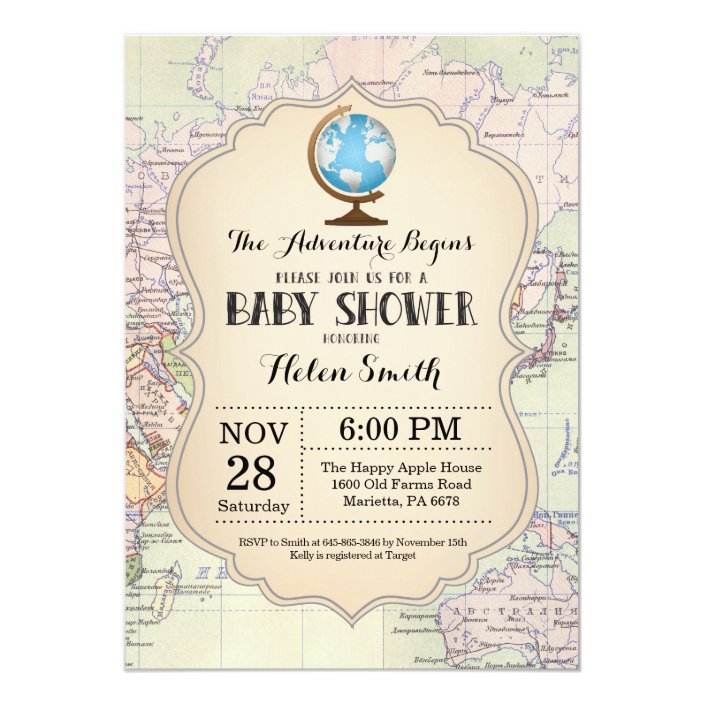 travel baby shower invite