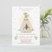 Adventure baby shower invitation Teepee Pow wow (Standing Front)