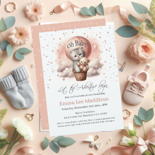 Adventure Baby Shower Oh Baby Kitten Balloon Invitation